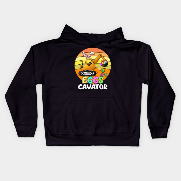 Easter EggsCavator Digging Easter Eggs Kids Hoodie by Dibble Dabble Designs